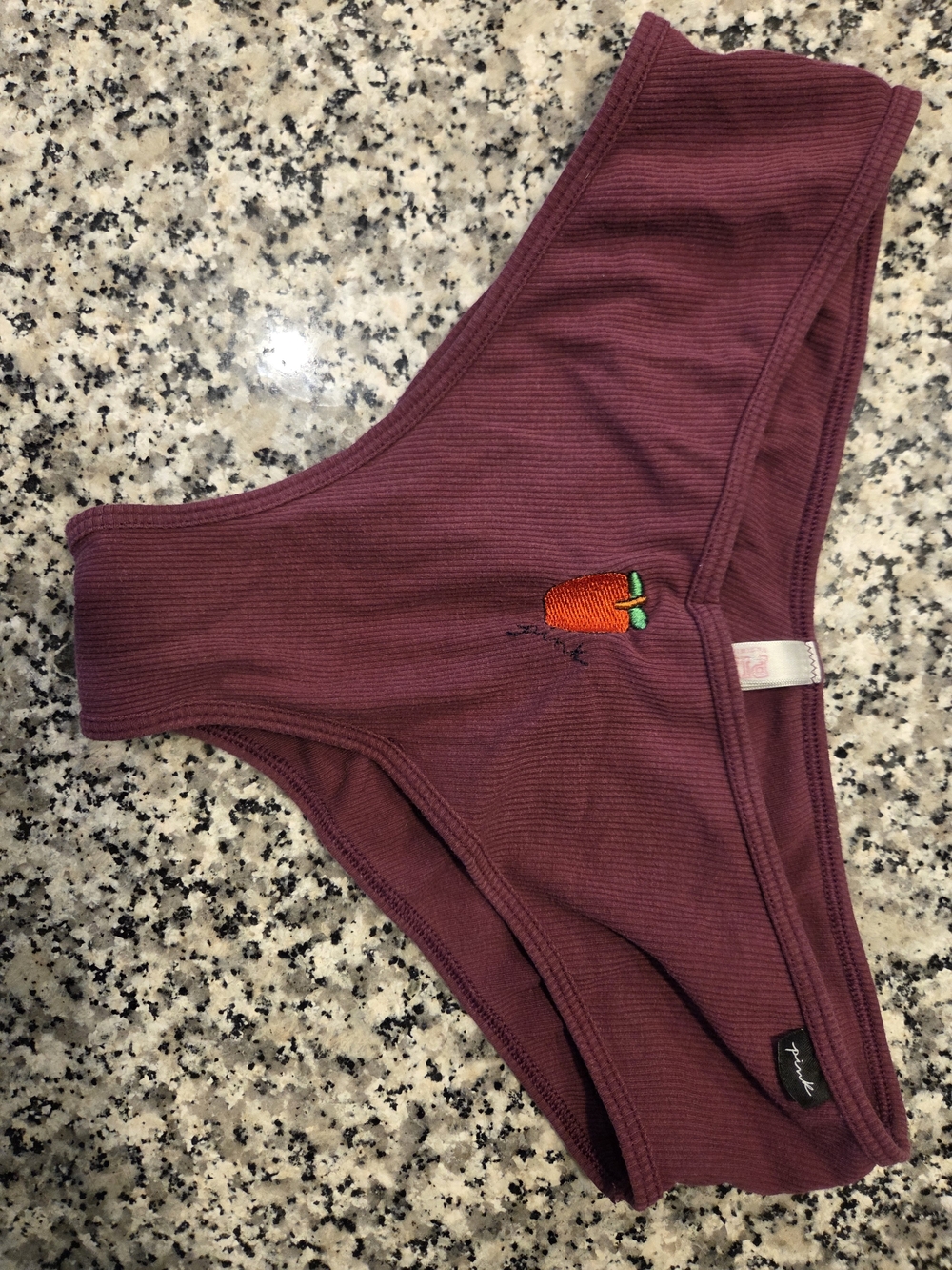 PINK Victoria's Secret Ribbed Cheeky Panty with Apple Embroidery